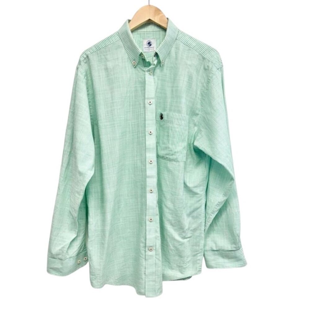 Southern Proper Men’s Size Large Casual Button Down Shirt Long Sleeve Dog Logo‎